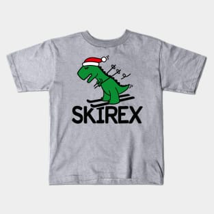 Skirex T-Rex Ski skiing Dinosaur Christmas gift Kids T-Shirt